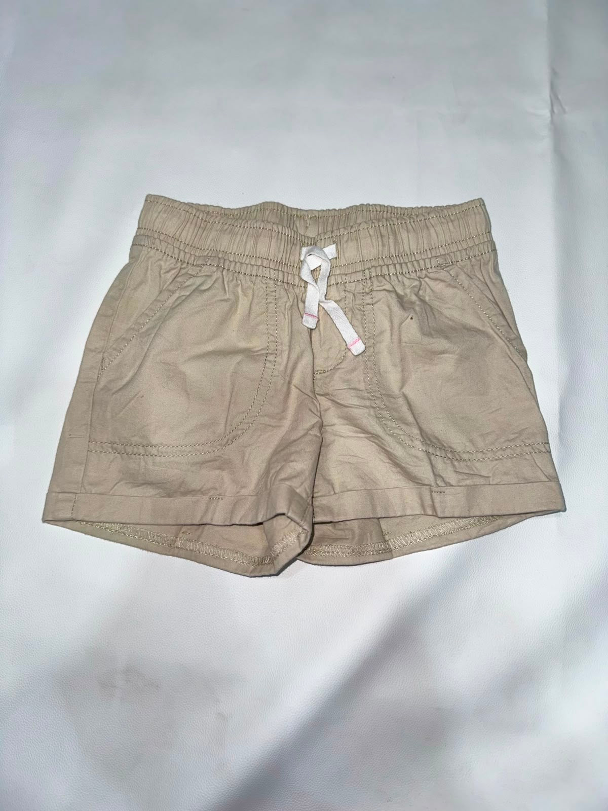 Preloved Girls Khaki Drawstring Elastic Waist Chino Shorts