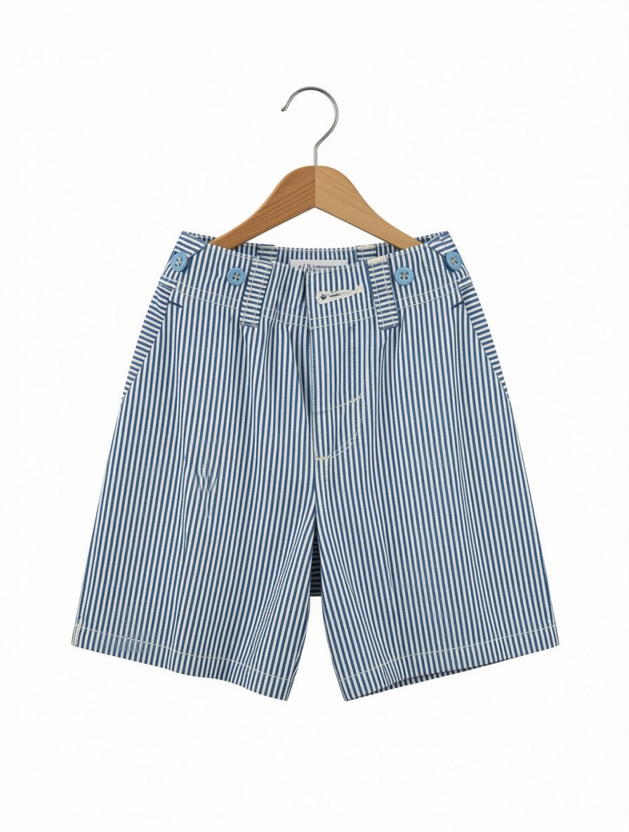 Boys Preloved Blue Striped Sailor Shorts (Size 6-7Y)