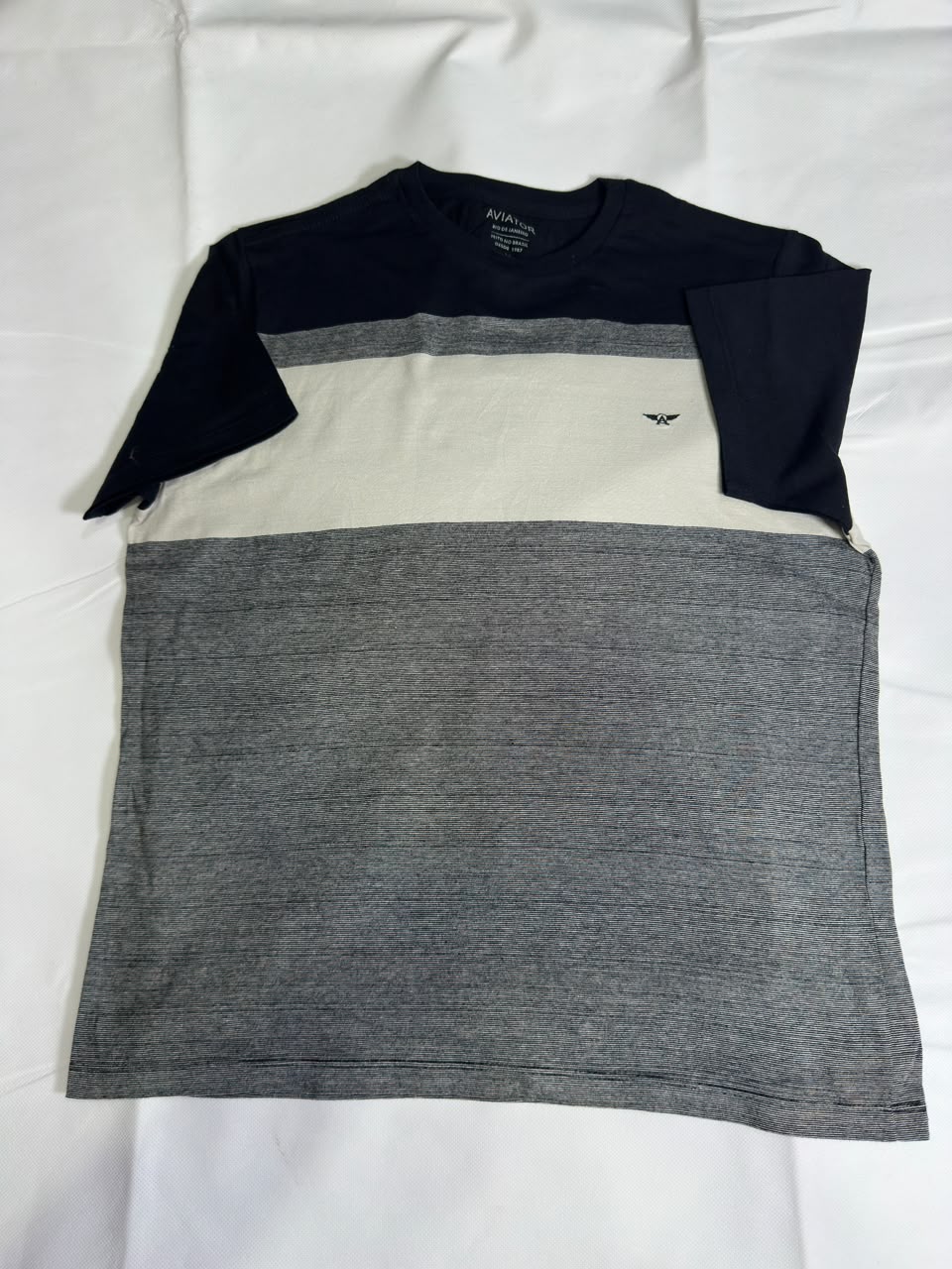 Preloved Aviator Navy & Grey Colorblock Minimalist Logo T-Shirt