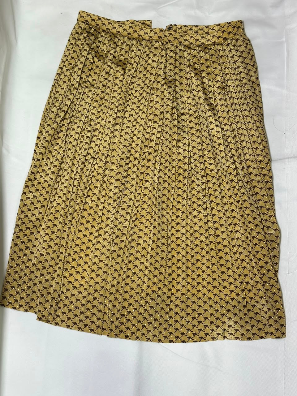 Preloved Mustard Yellow Geometric Pleated Midi Skirt