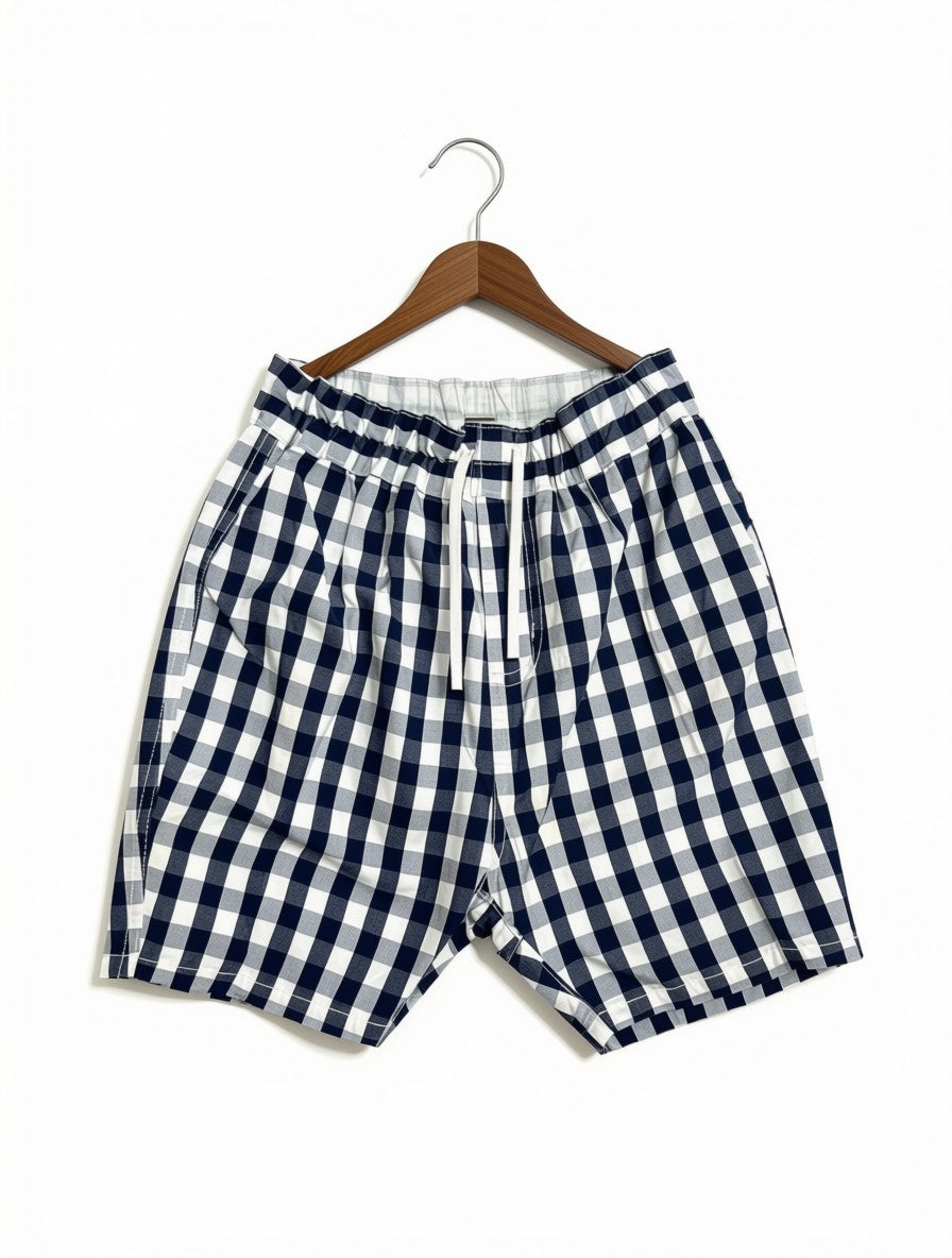 Boys Preloved Navy & White Gingham Checkered Casual Shorts (Size 5-6 Years)