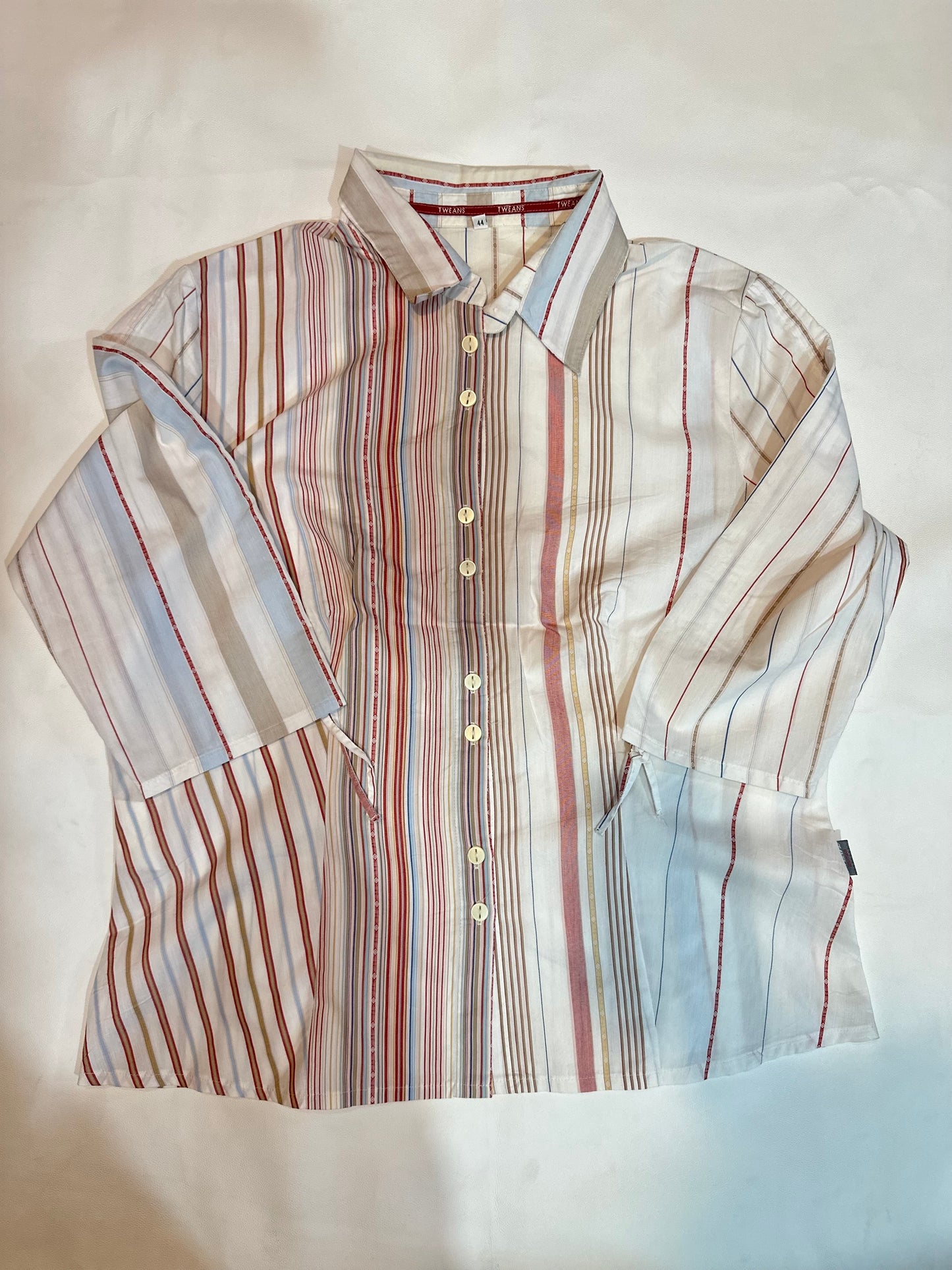 Ladies' Preloved Multicolor Vertical Stripe Button-Down Cotton Shirt