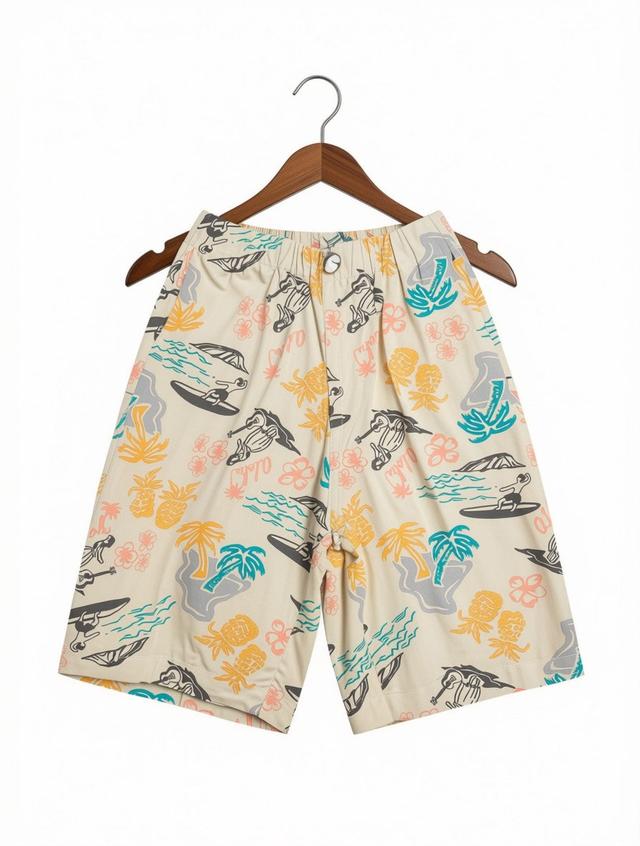 Boys Preloved Tropical Hawaiian Surfing Casual Shorts (Size 7-8 Years)