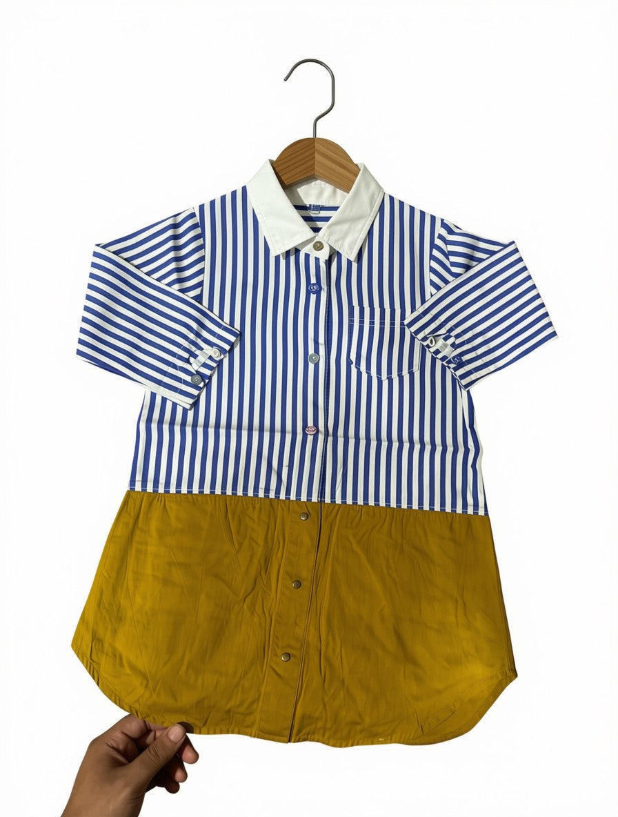 Girls Preloved Color-Blocked Striped Tunic Dress (Size 3-4Y)