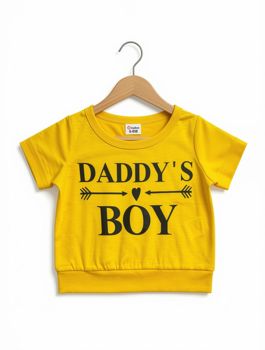 Boys' Preloved Yellow "Daddy's Boy" T-Shirt (Size 3-6M)