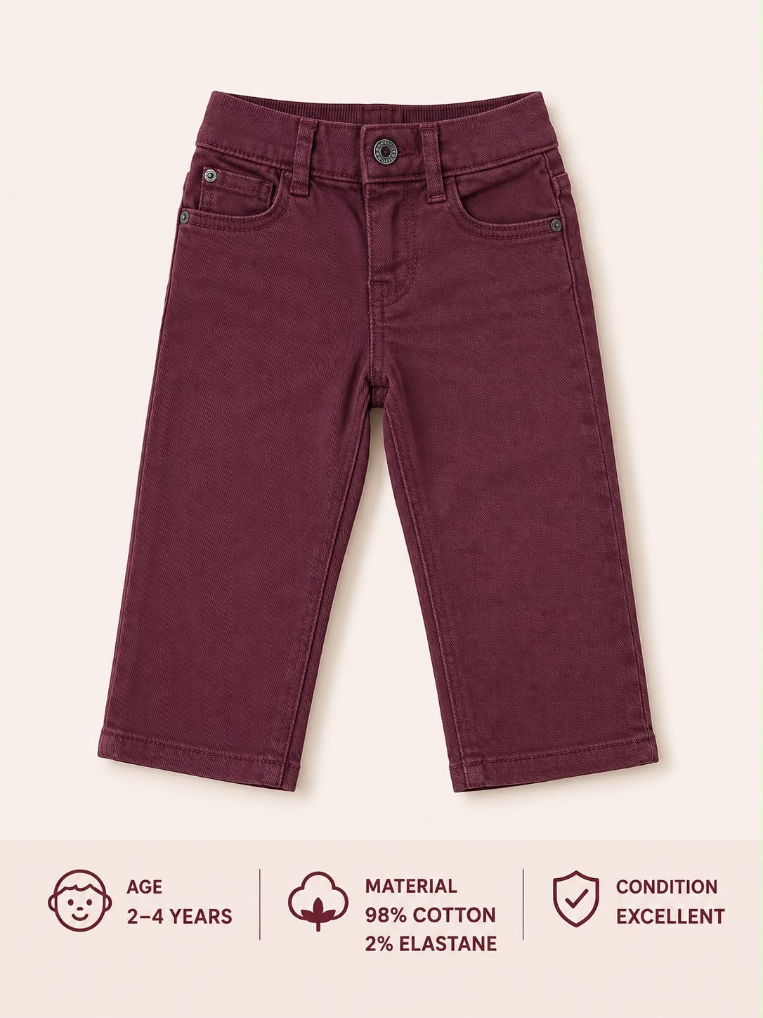 Preloved Kids Maroon Stretch Cotton Pants