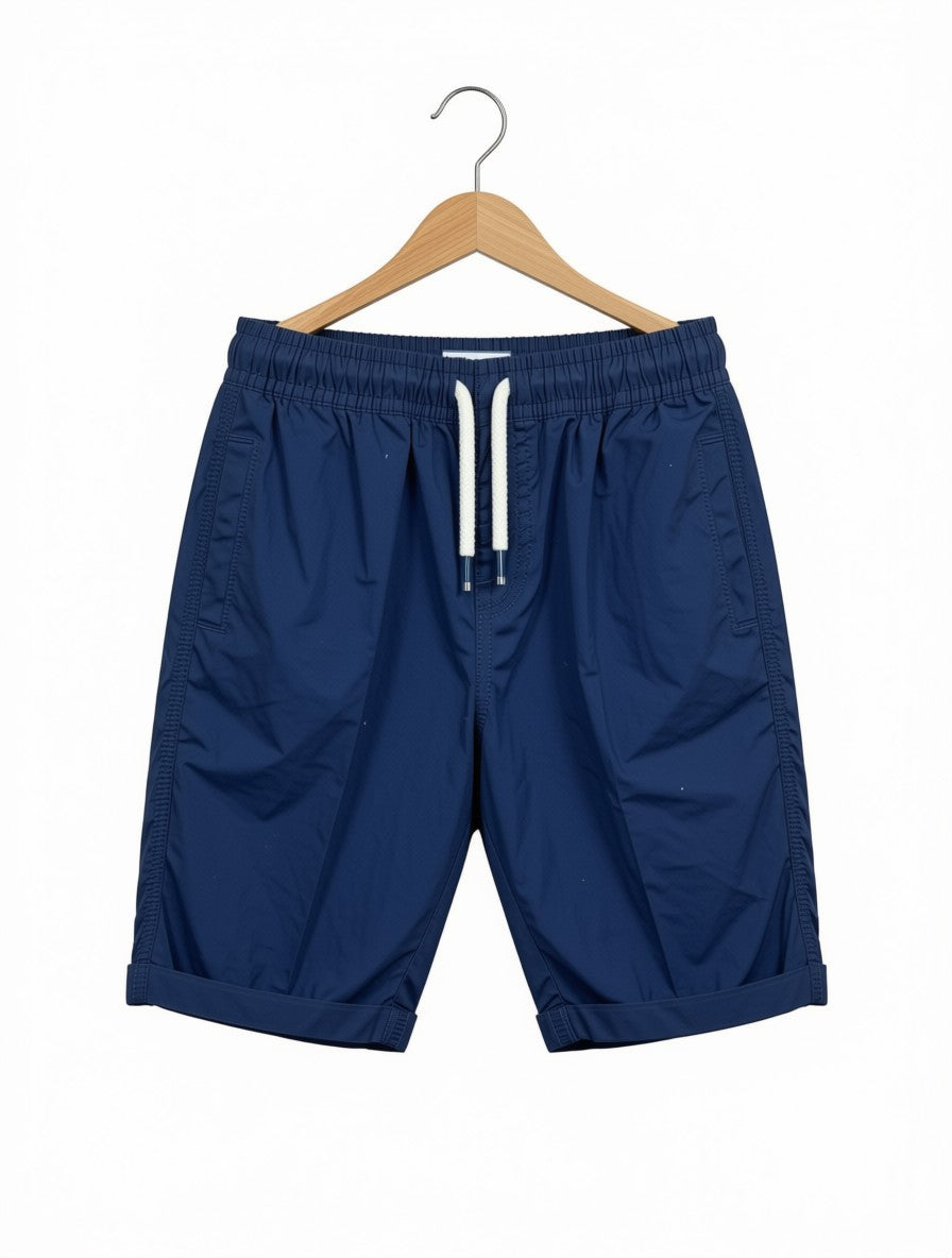 Boys Preloved Navy Casual Cuffed Shorts (Size 7-8Y)