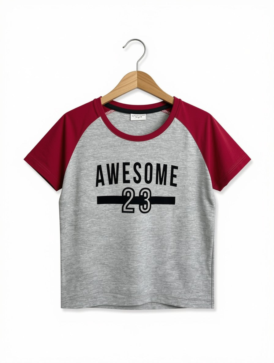 Boys' Preloved Awesome 23 Raglan Graphic T-Shirt (Size 3-4Y)