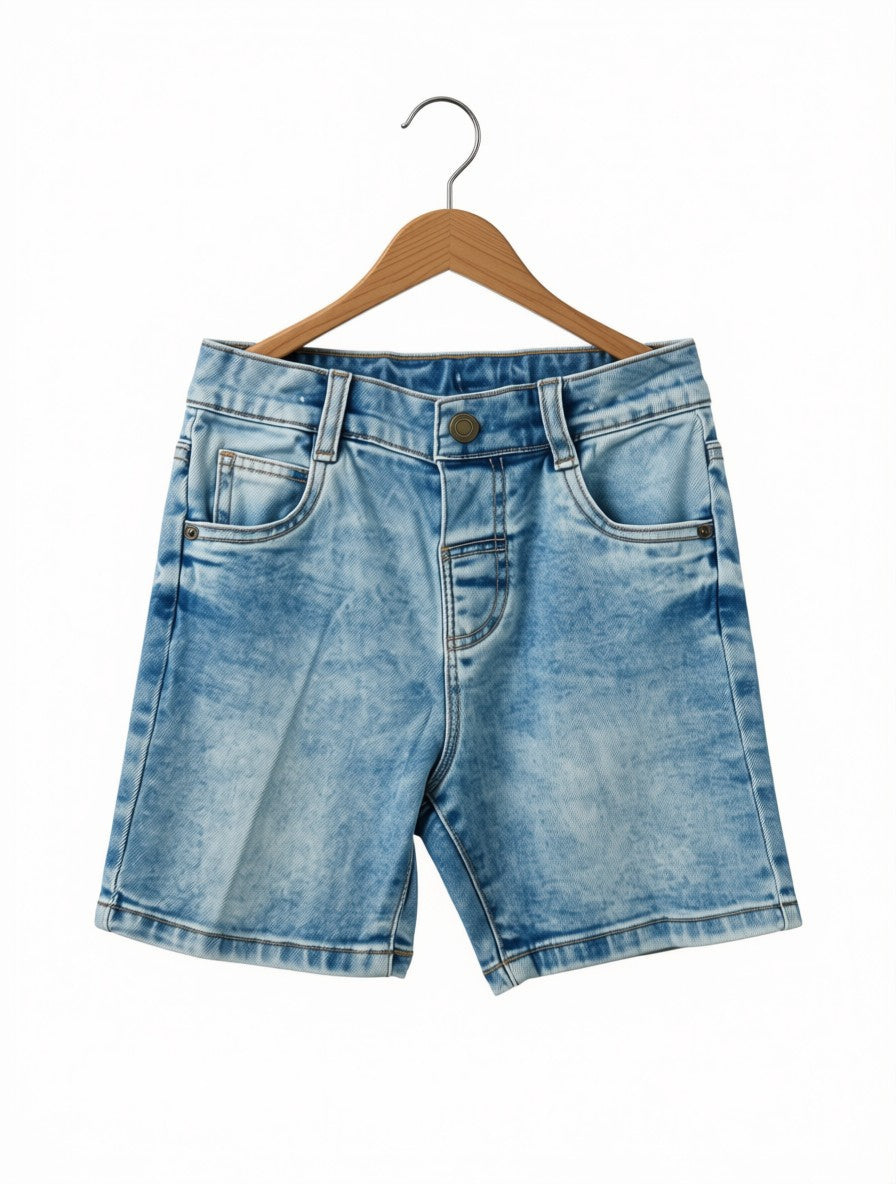 Boys Preloved Light Wash Acid Denim Shorts (Size 4-5Y)
