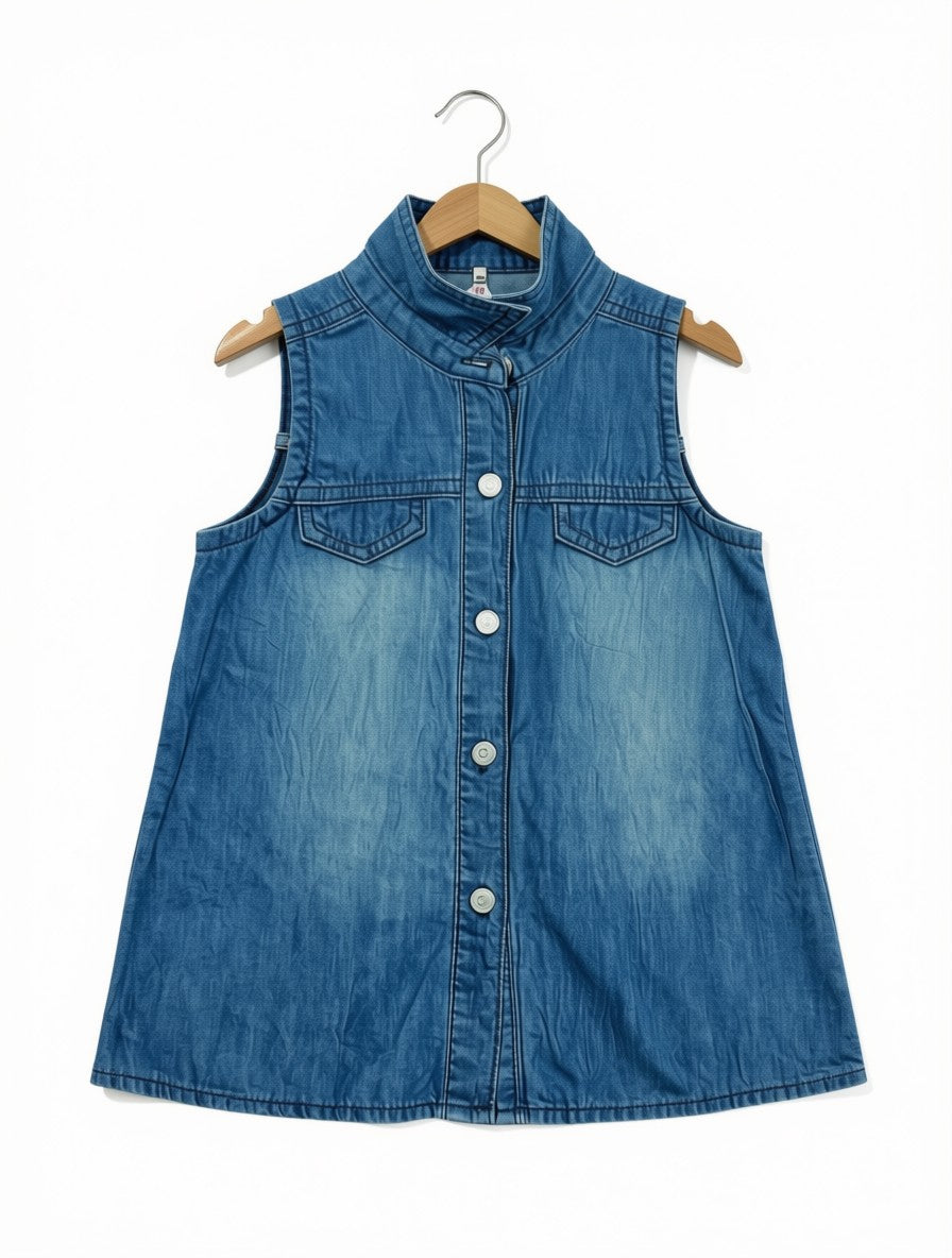 Girls Preloved Flared Denim Vest Top (Size 3-4Y)