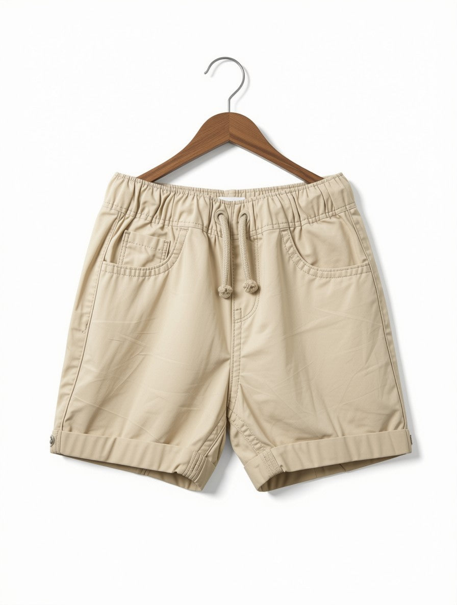 Boys Preloved Khaki Casual Drawstring Chino Shorts (Size 3-4Y)