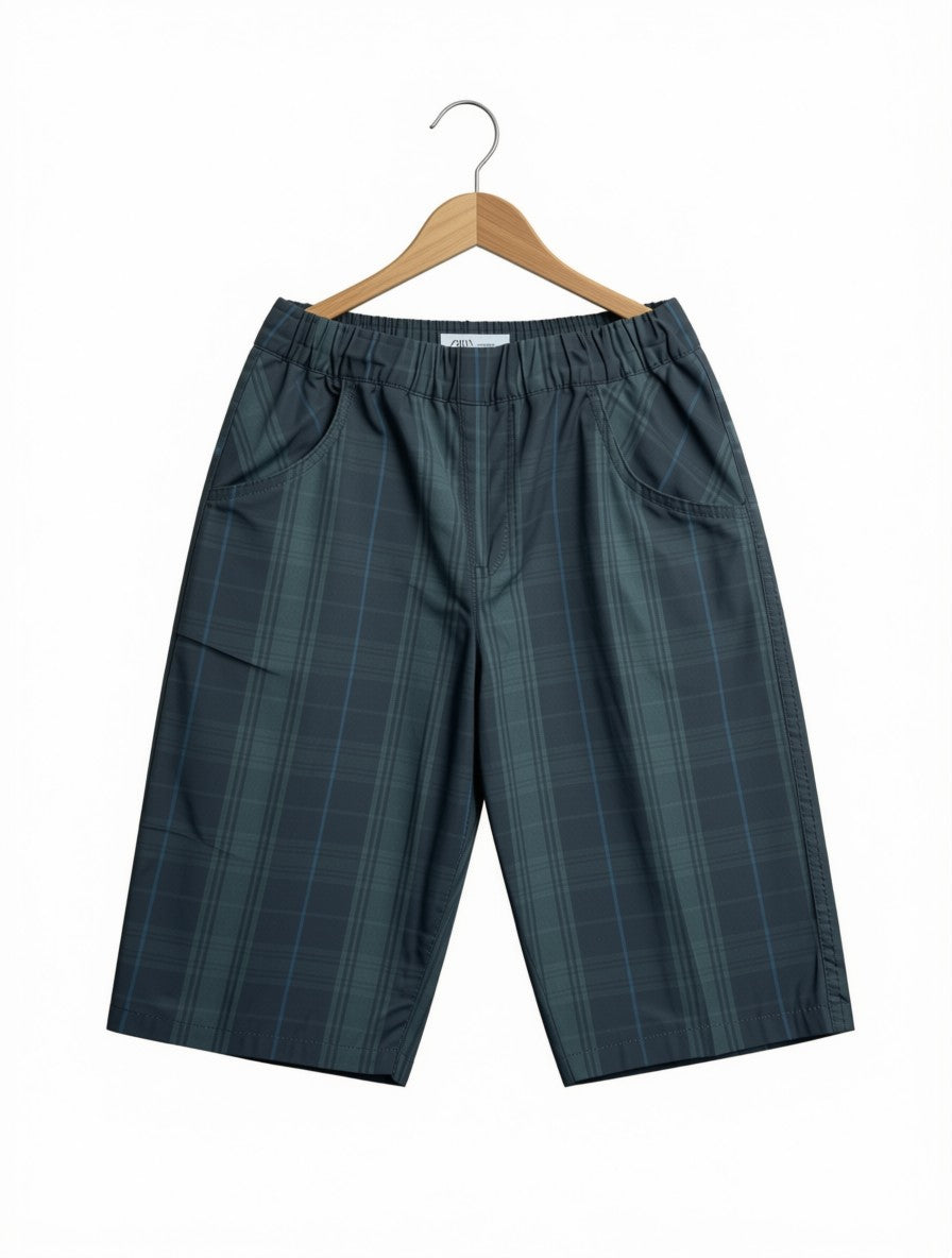 Boys Preloved Zara Plaid Tailored Shorts (Size 8-9Y)