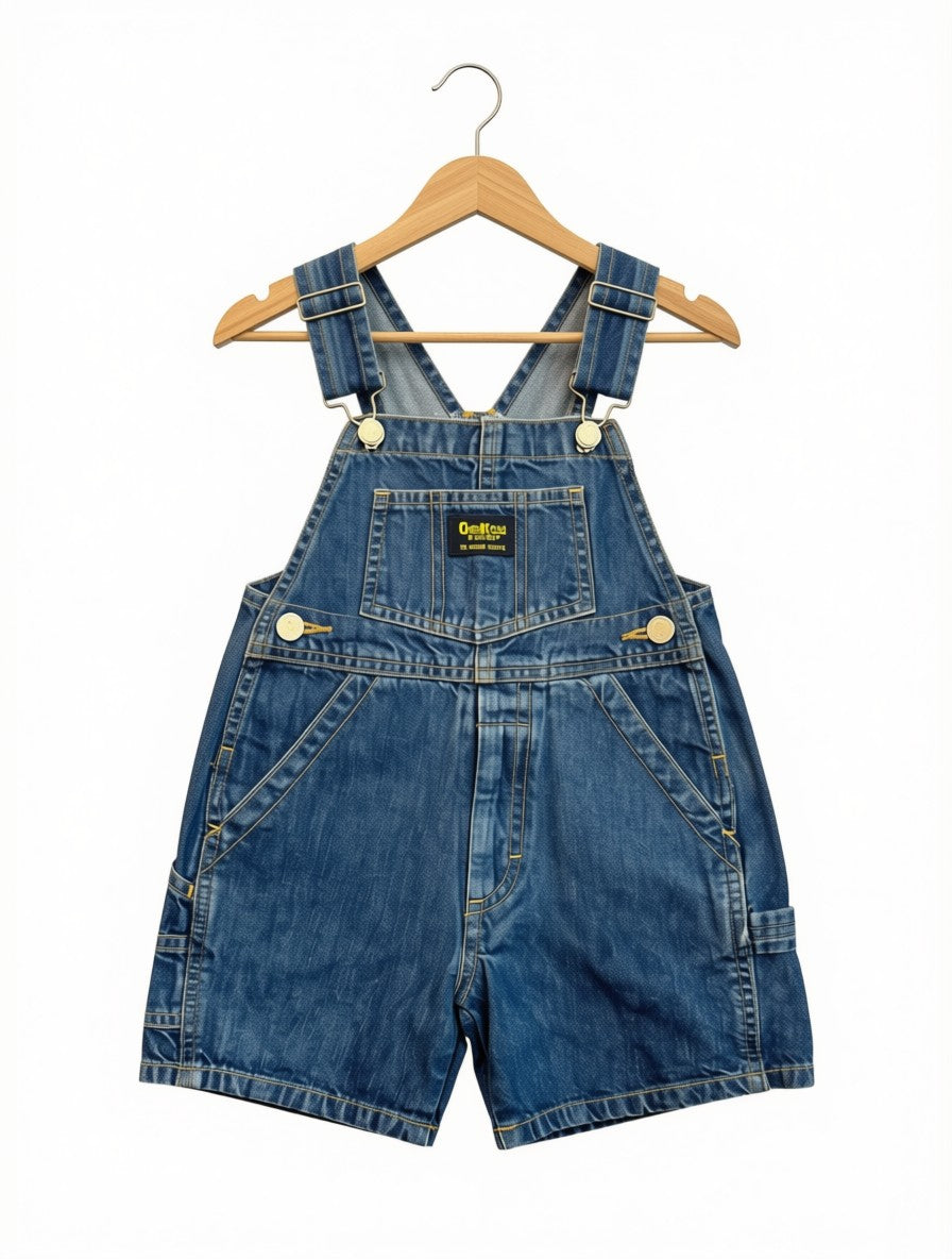 Boys' Preloved OshKosh B'gosh Classic Denim Shortall Overalls (Size 18-24M)