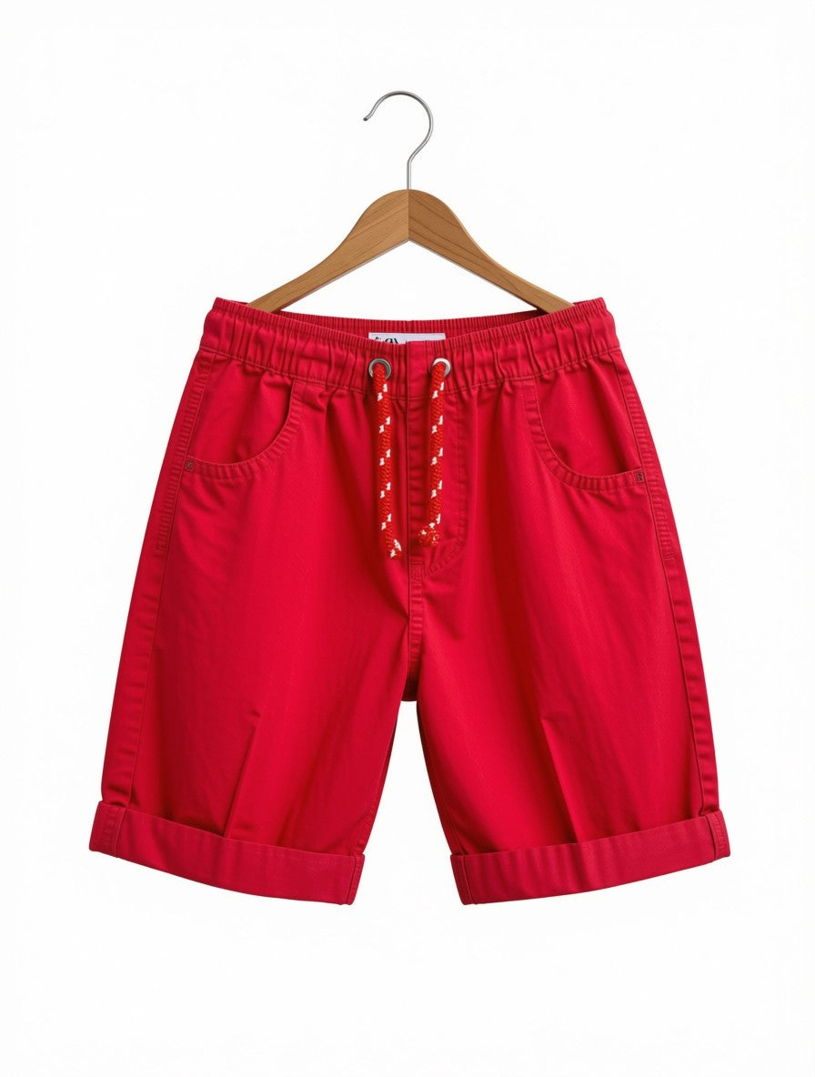 Boys Preloved Red Zara Casual Cuffed Shorts (Size 5-6Y)
