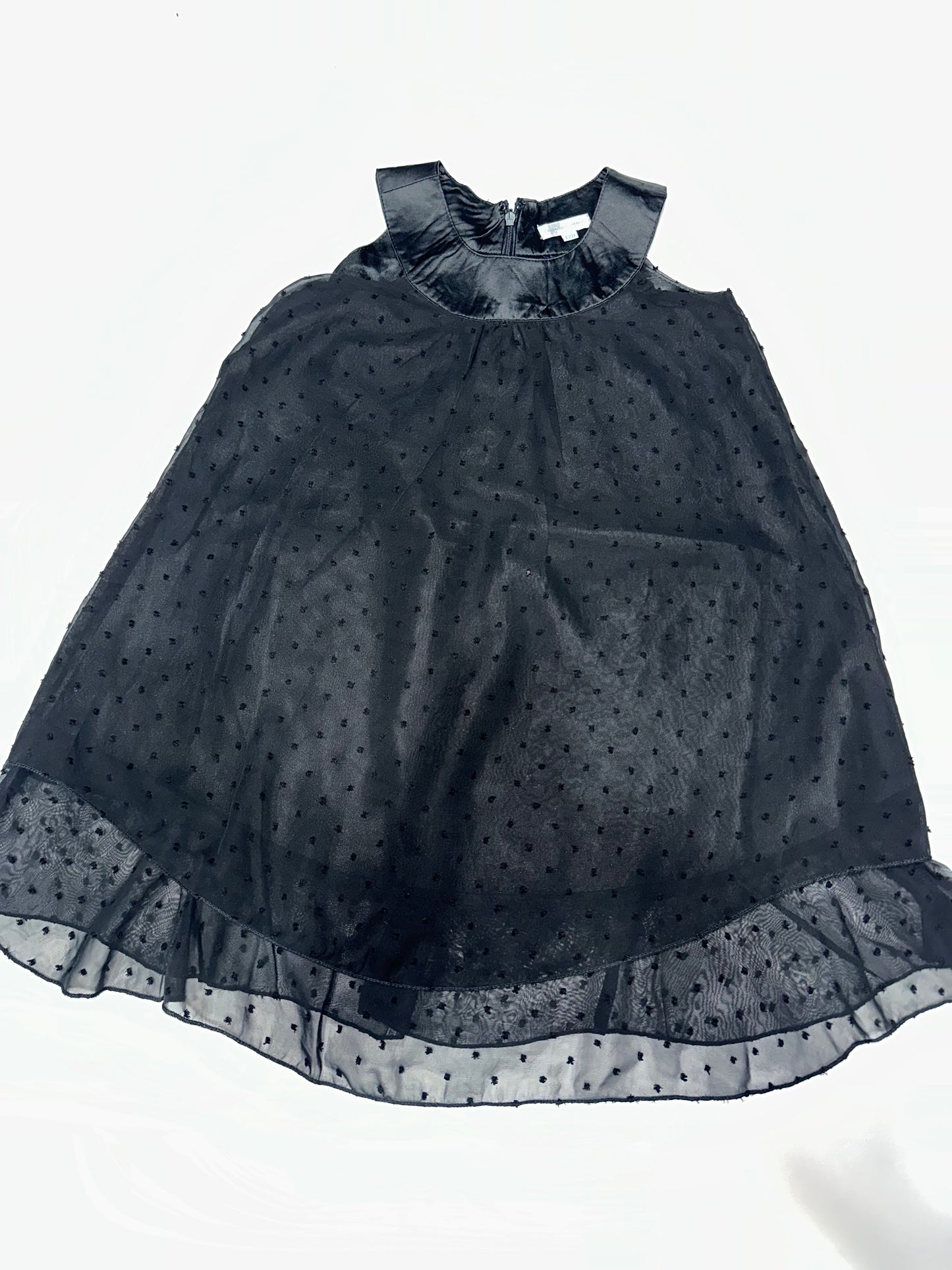 Girls' Black Mesh Polka Party Dress