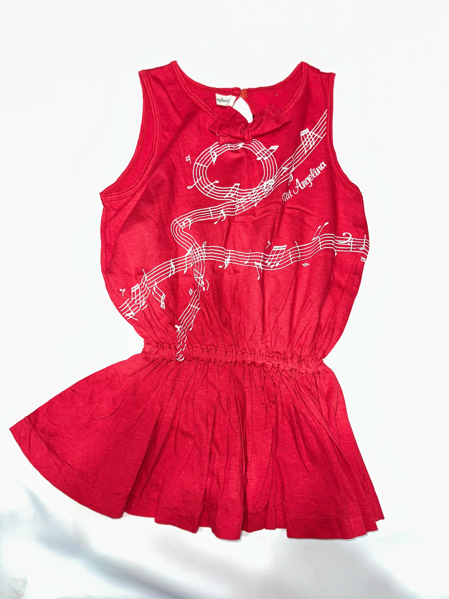 Girls' Preloved Red Musical Note Dress