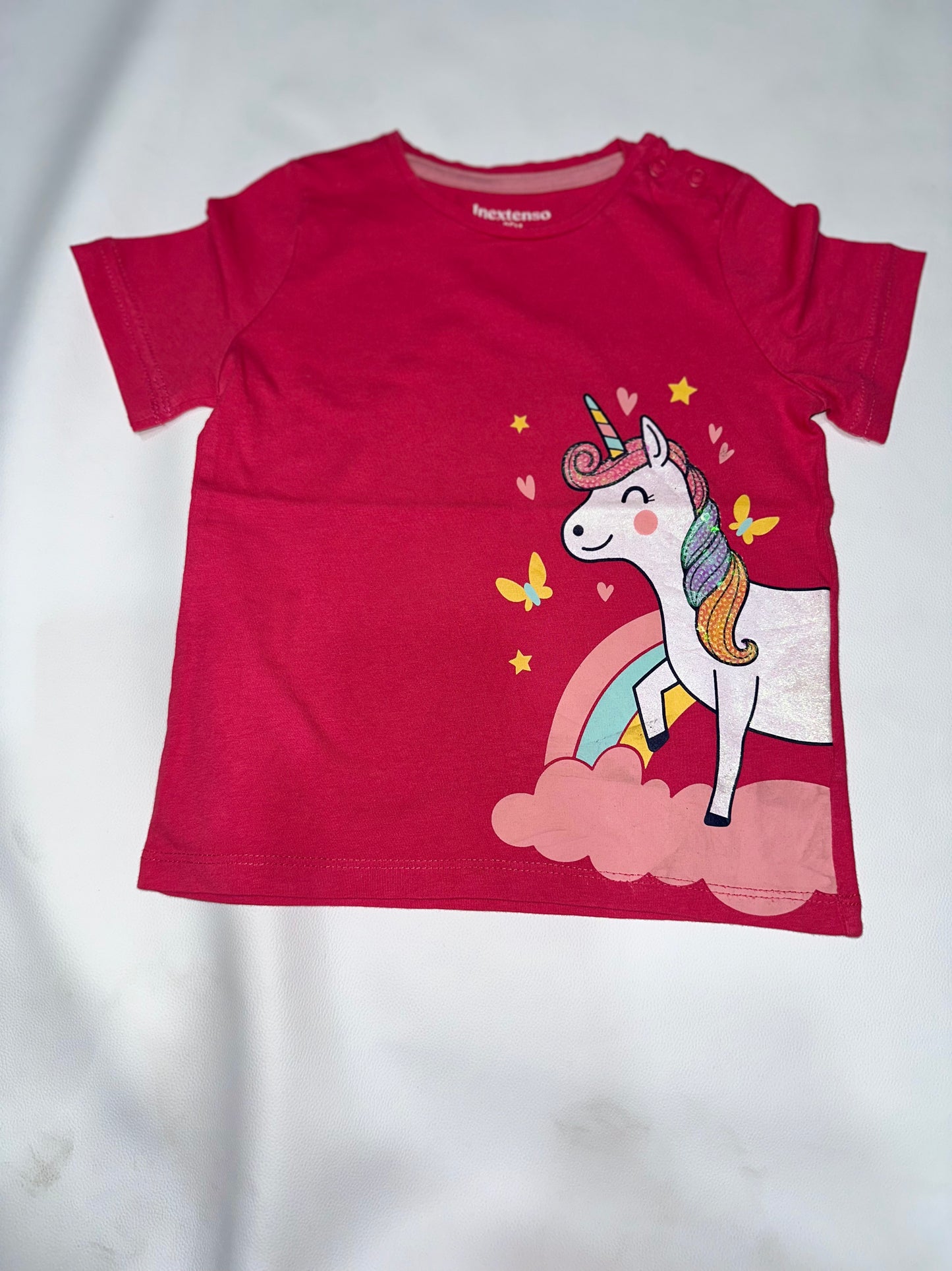 Girls' Preloved Red Sequin Unicorn Graphic T-Shirt