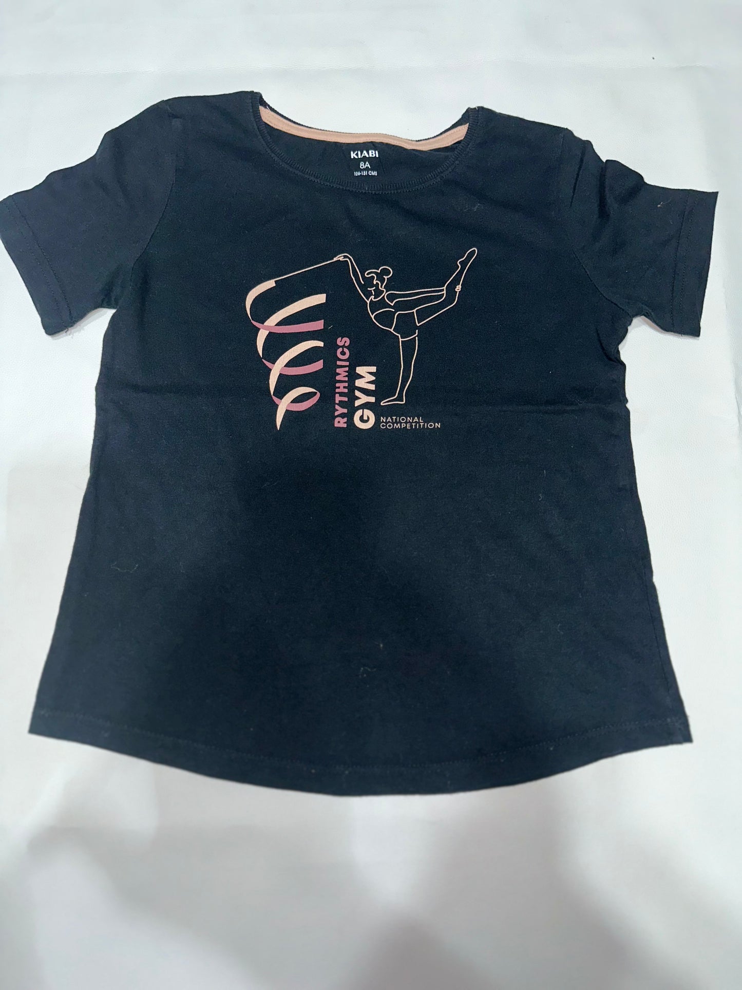 Girls' Preloved Black Kiabi Rhythmic Gym Graphic T-Shirt