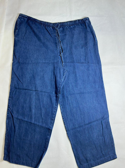 Preloved Coldwater Creek 100% Tencel Elastic-Waist Drawstring Wide-Leg Chambray Pants