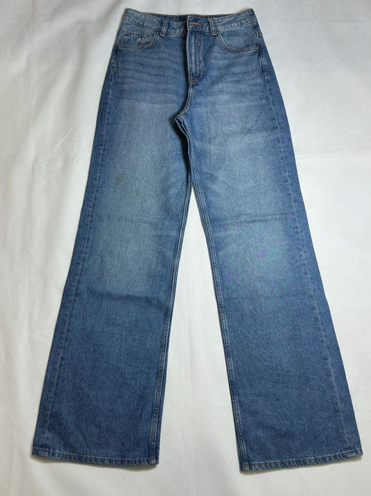 Preloved Medium Wash High-Waisted Wide-Leg Denim Jeans