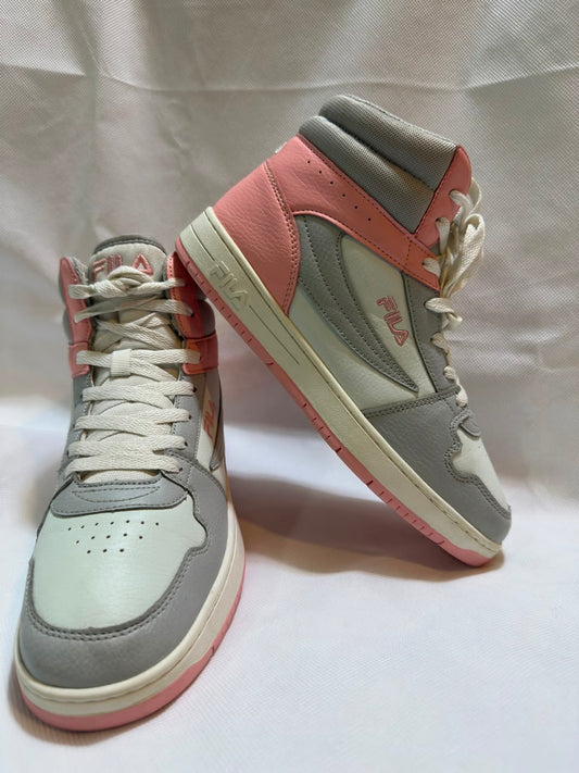 Preloved Fila Vintage High-Top Pink Grey & Off-White Retro Sneakers