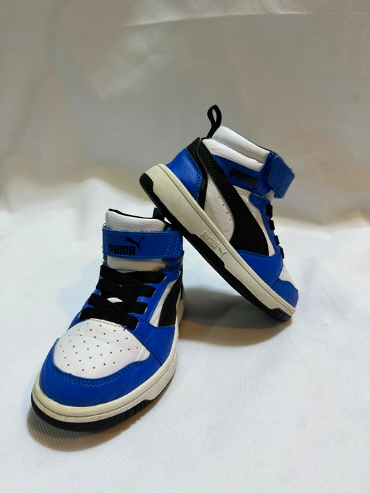 Preloved Puma Rebound LayUp Mid Royal Blue & White Kids High-Top Sneakers