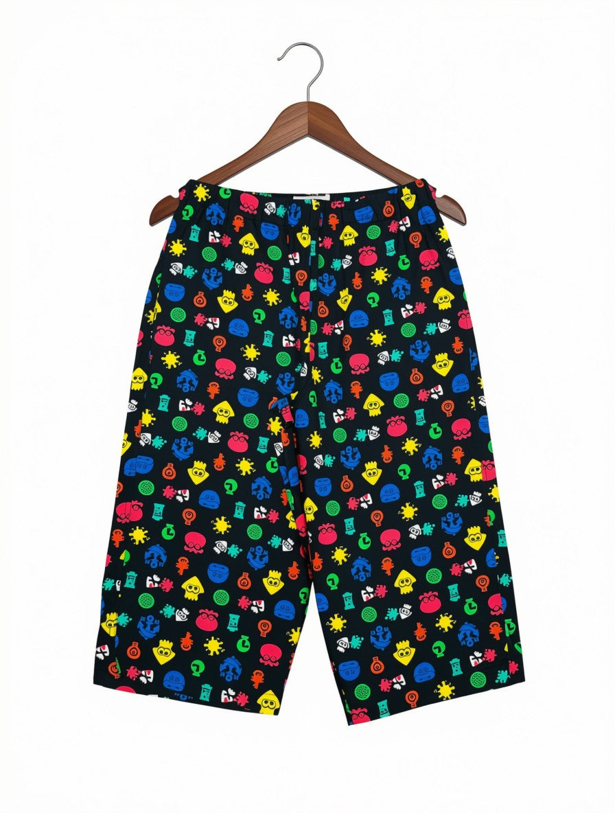 Boys Preloved Splatoon-Inspired Gaming Printed Long Shorts (Size 9-10 Years)