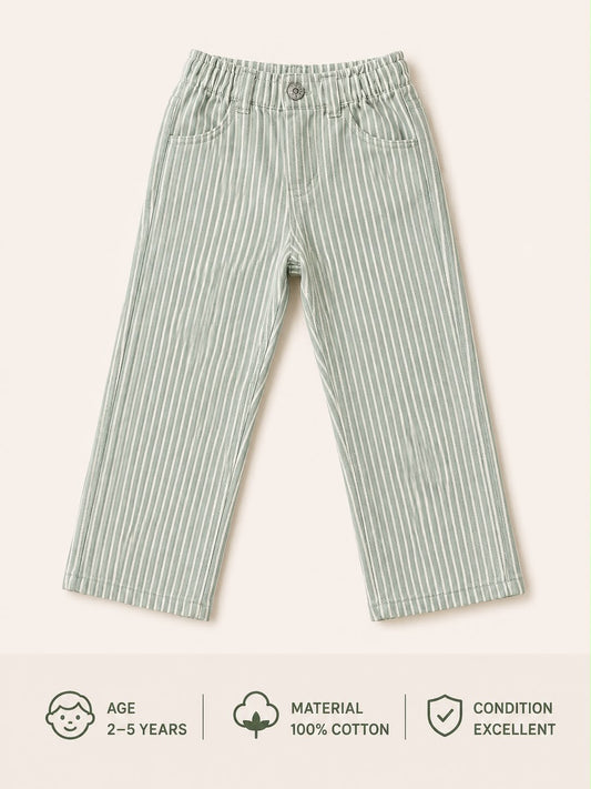 Preloved Kids Mint Striped Cotton Trousers