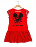 Preloved Kids Rock 'N' Roll Animal Skull Dress – Fiery Red & Lace (Size 9-10 Years)