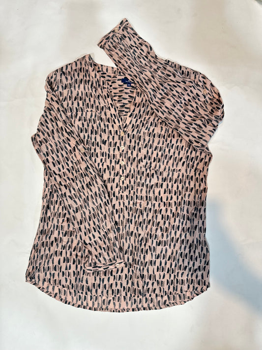 Ladies' Preloved Blush Pink Abstract Dash Print Button-Up Blouse