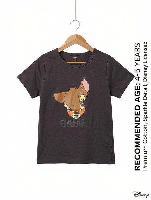 Preloved Disney Licensed Bambi Graphic T-Shirt – Dark Charcoal Grey (Ages 4-5)