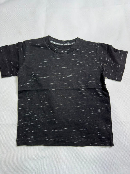 Preloved Black Space-Dye Speckled Short Sleeve Ribbed T-Shirt