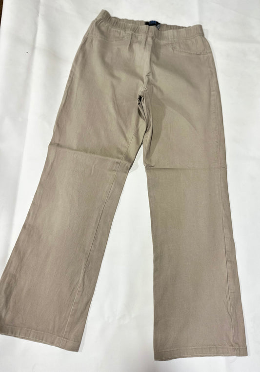 Ladies' Preloved Beige Khaki Elastic Waist Straight Leg Stretch Trousers