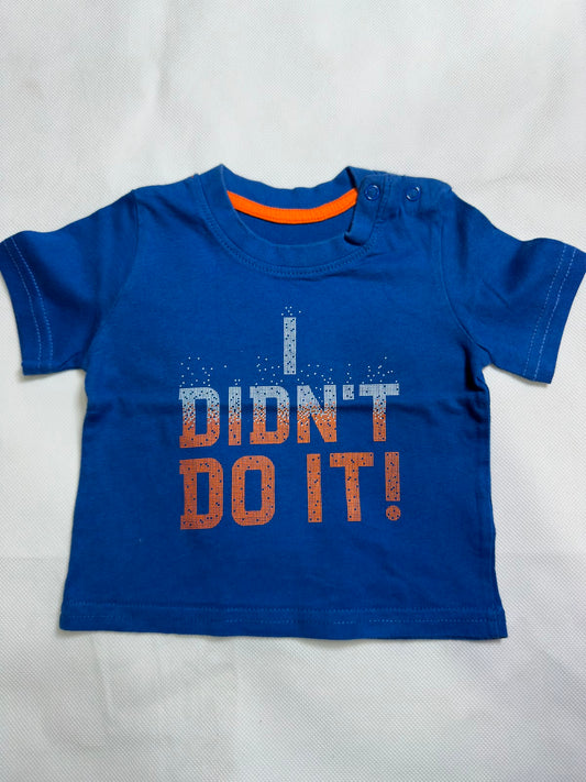 Preloved Baby Boys Royal Blue "I Didn't Do It!" Graphic Snap-Shoulder T-Shirt