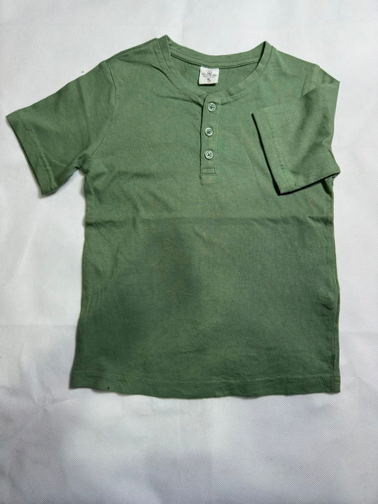Preloved Sage Olive Green 3-Button Henley Short Sleeve T-Shirt