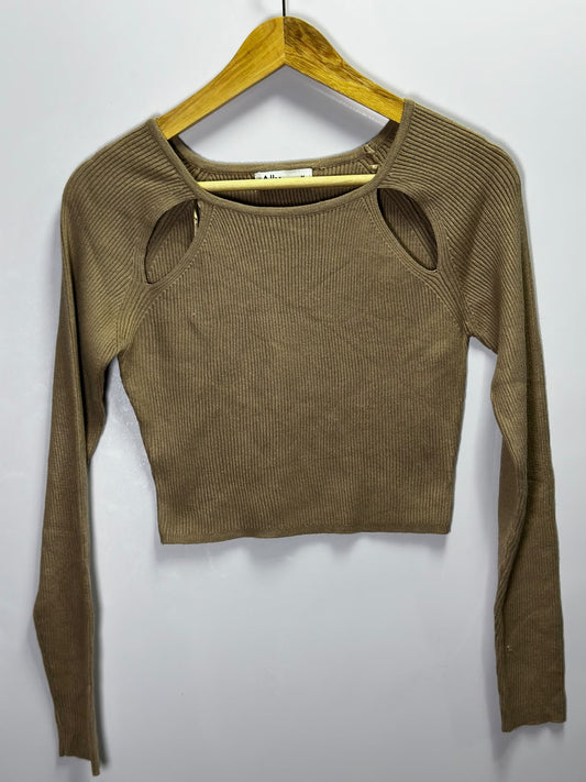Preloved Women's Ally Mocha Brown Shoulder  Knit Top