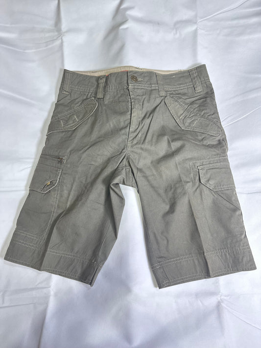 Men's Preloved Olive Grey Heavy Cotton Multi-Pocket Cargo Shorts
