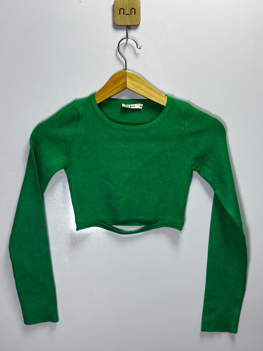 Preloved Women's Green Crop Top