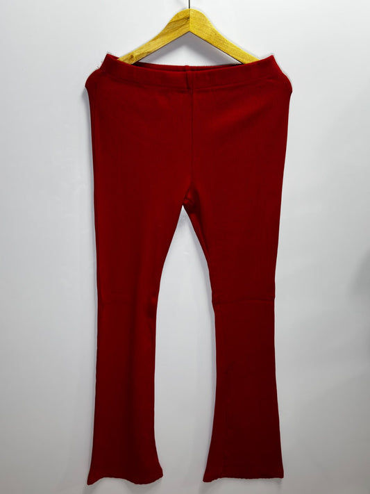 Preloved Women's Fashion Nova Crimson Red Ribbed Flare Leggings