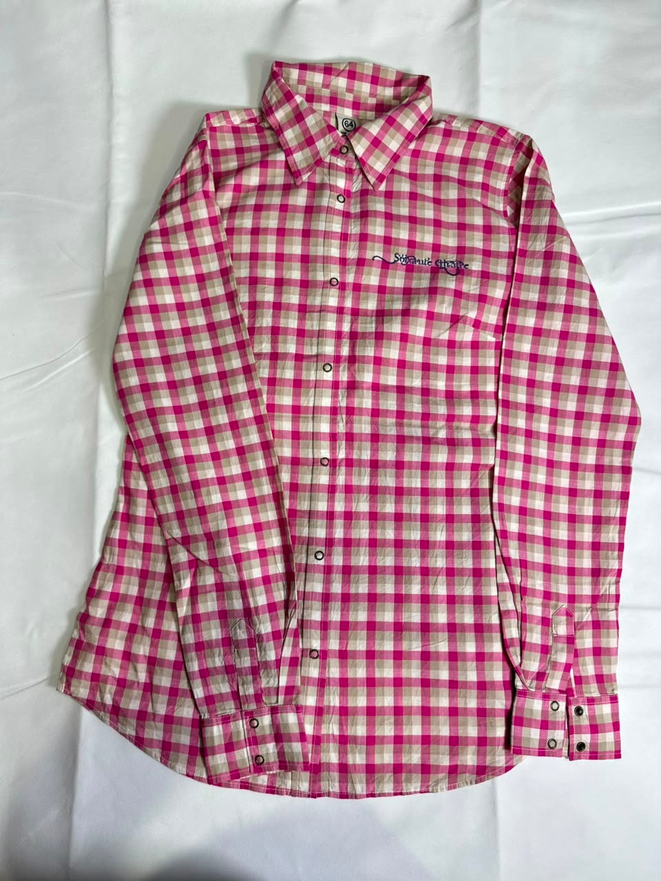 Preloved Soixante Quatre Pink Gingham Snap-Button Long Sleeve Shirt