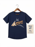 Preloved Kids "WOW" Megaphone Graphic T-Shirt – Navy Blue (Size 4T)