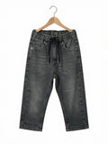 Preloved Kids Elastic Waist Drawstring Jeans – Washed Black Denim (Size 4T/5T)