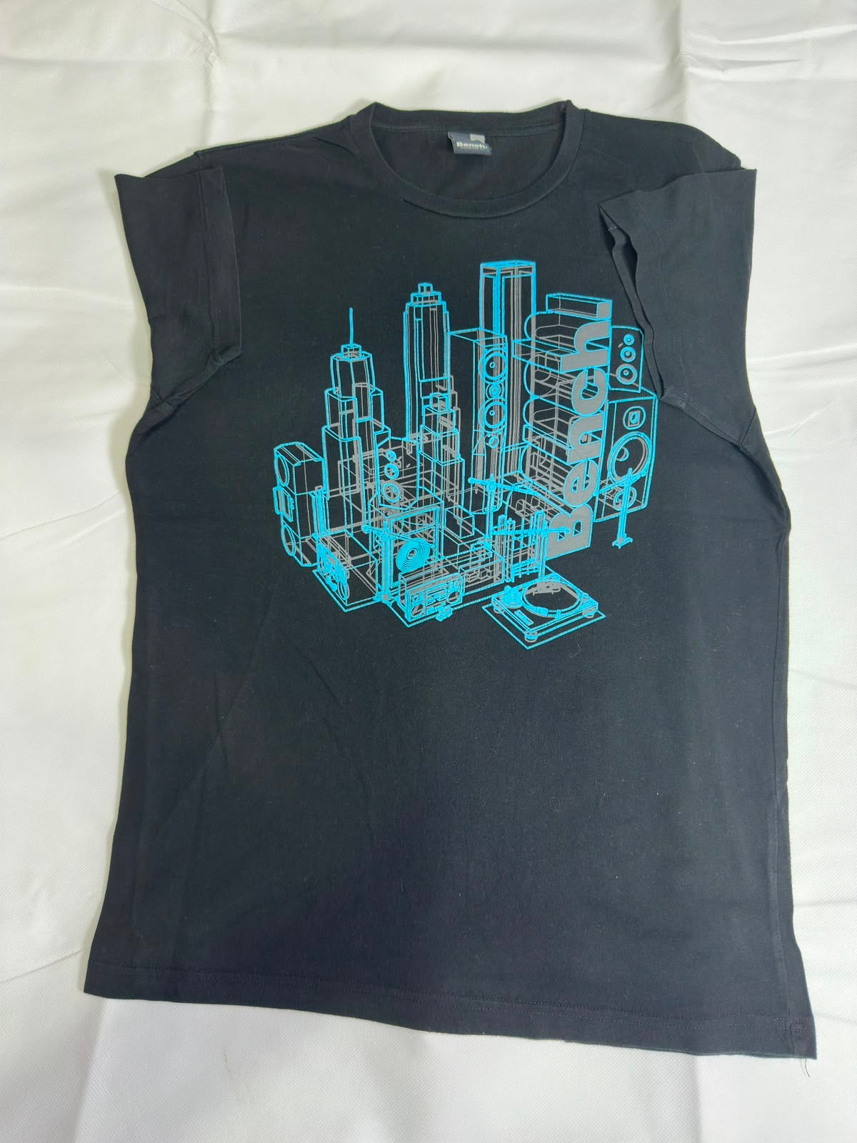 Preloved Bench Black "Sound System City" Blueprint Graphic T-Shirt