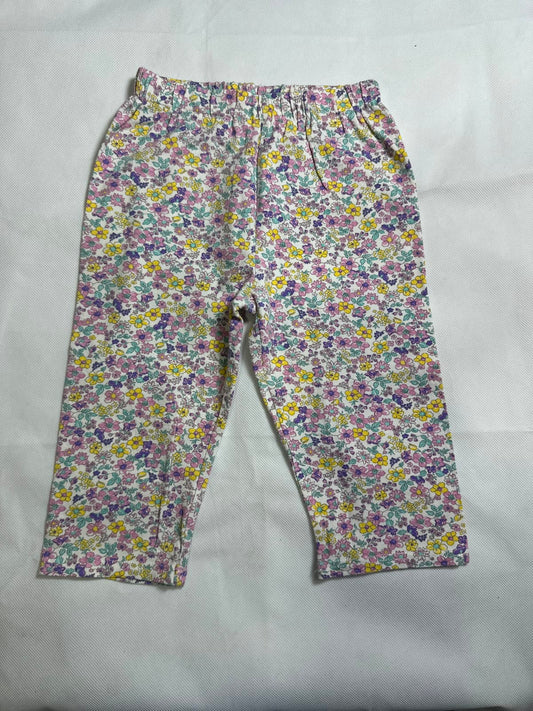 Preloved Girls Off-White Pastel Ditsy Floral All-Over Print Stretch Trousers