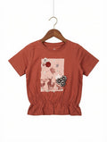Preloved Girls Floral Graphic Peplum T-Shirt