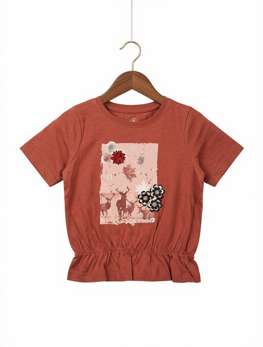 Preloved Girls Floral Graphic Peplum T-Shirt