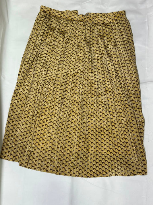 Preloved Mustard Yellow Geometric Pleated Midi Skirt
