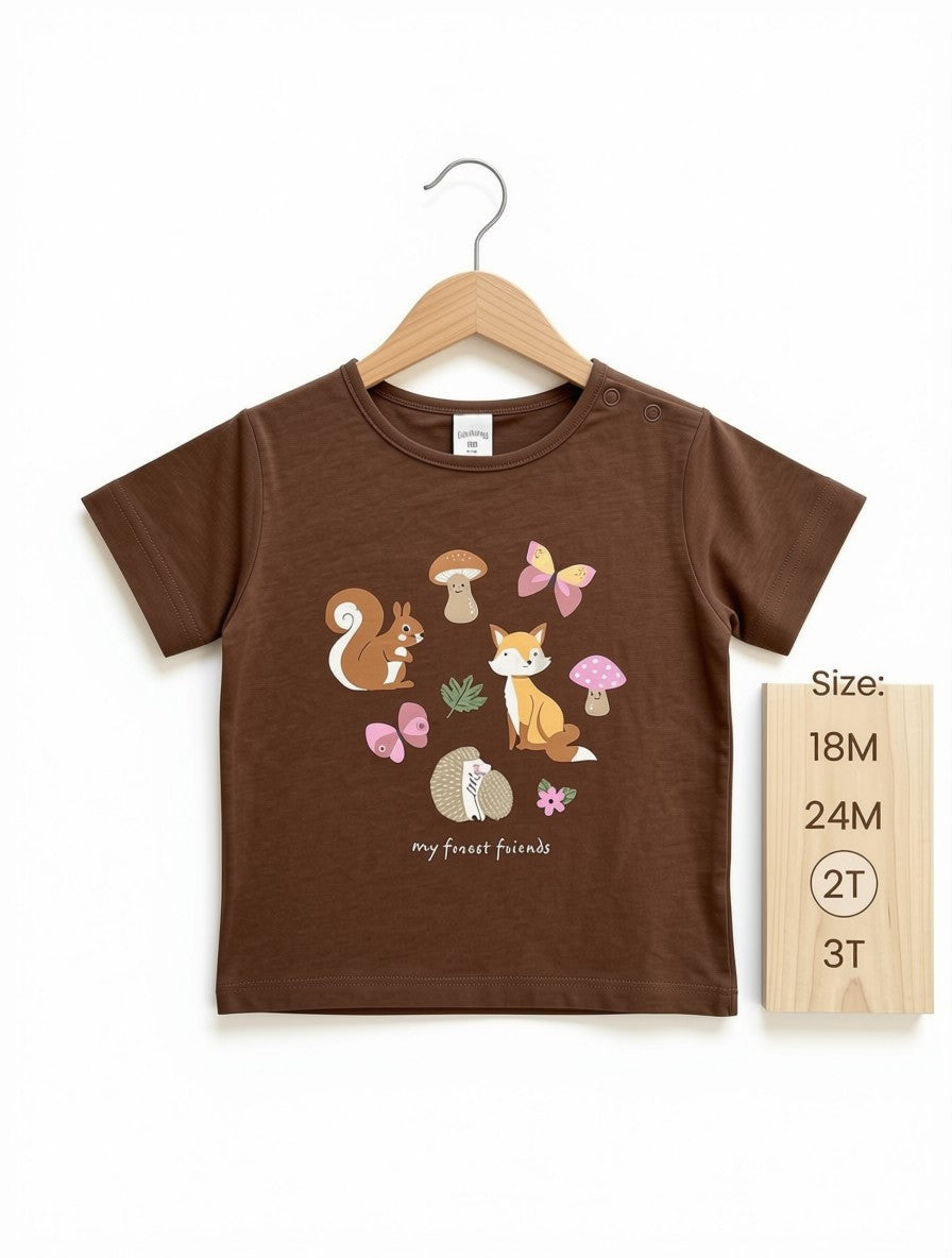 Preloved Toddler "My Forest Friends" Graphic T-Shirt – Earthy Brown (Size 2T)