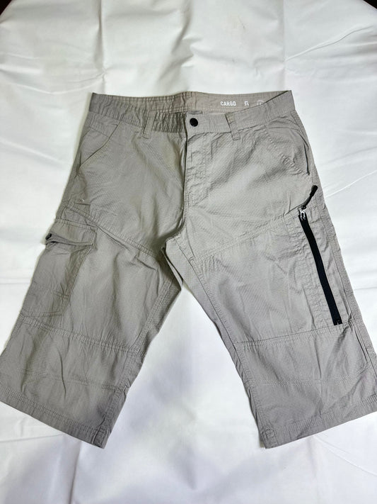 Men's Preloved Light Grey Technical Ripstop Utility Cargo Shorts