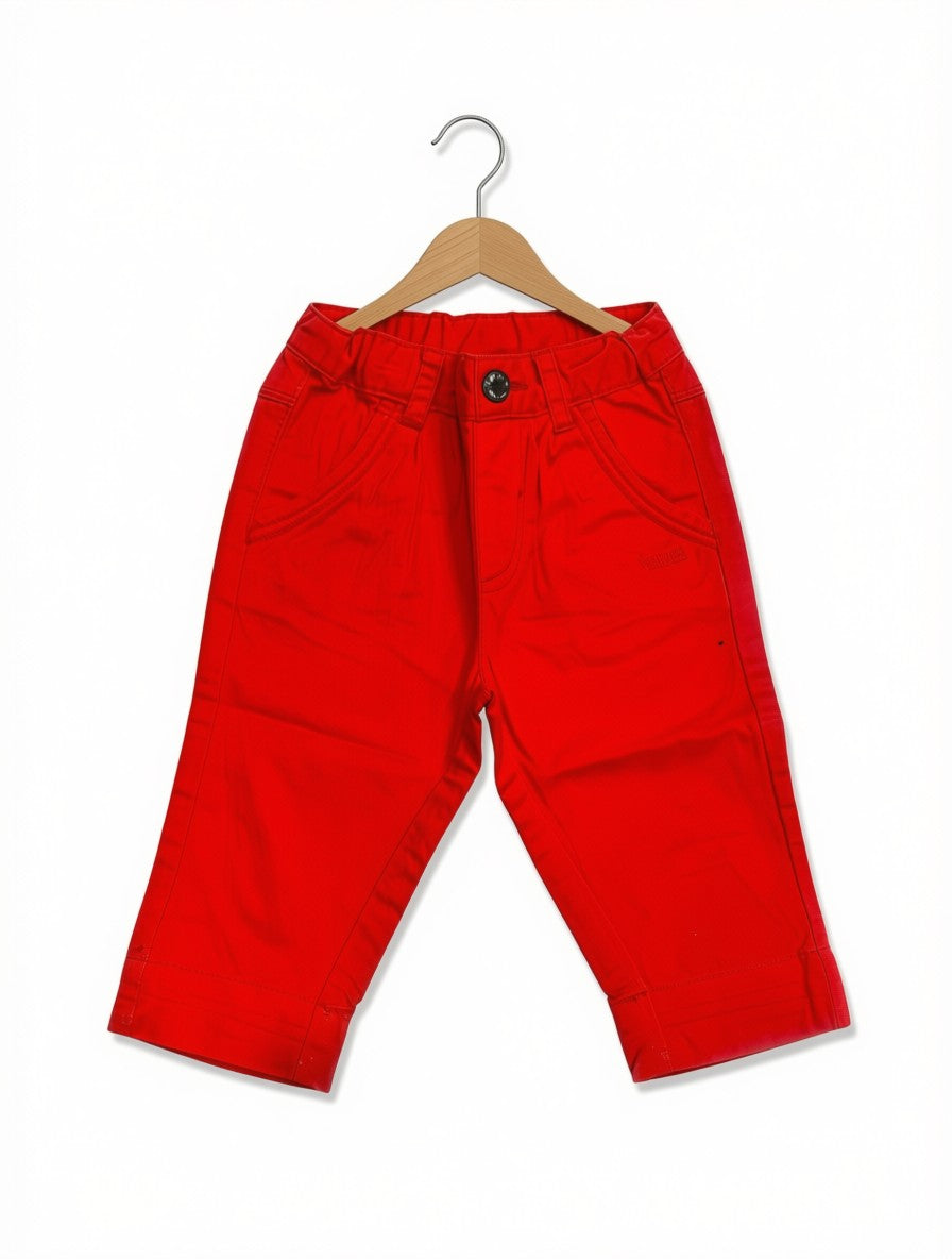 Girls' Preloved Bright Cherry Red Casual Cotton Chino Pants (Size 2-3Y)